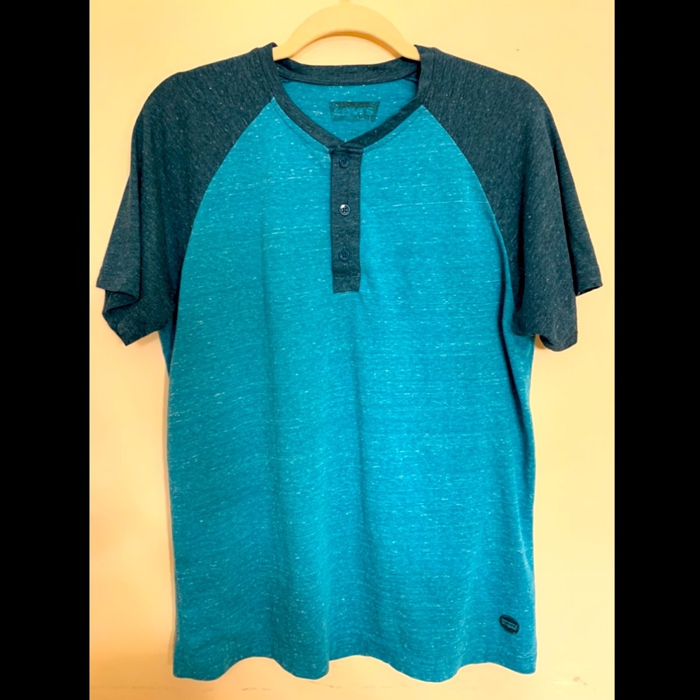 Levi’s Mens SS Henley, Large, Blue